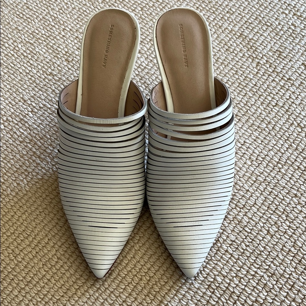 Something Navy Women's White Mules